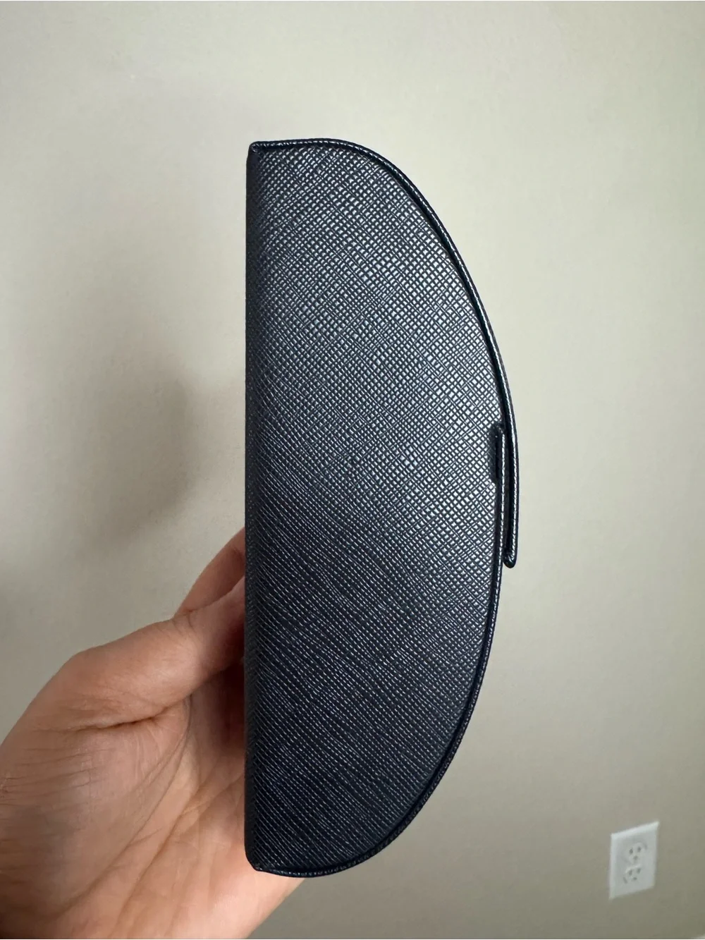 Prada Black Saffiano Leather Eyeglasses Sunglasses Hard Case Authentic Italy